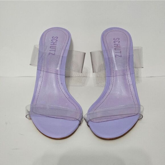Schutz Ariella, Transparent Smokey Grape Heeled Sandals. NIB Size-6.5 - Picture 3 of 9